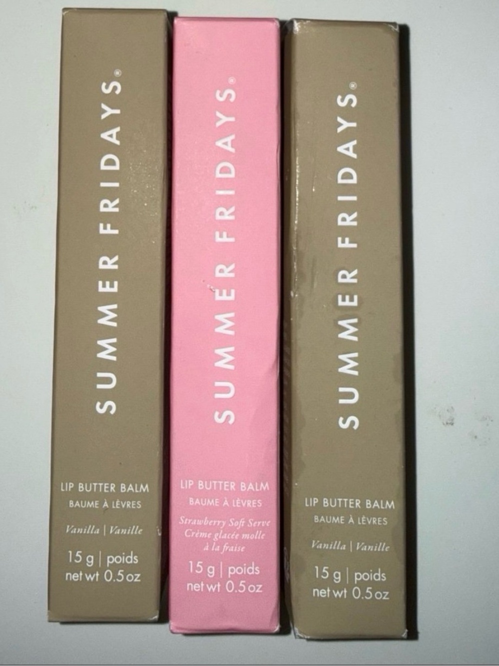Summer Fridays Lip Butter Balm Trio - Pink & Tan Packaging